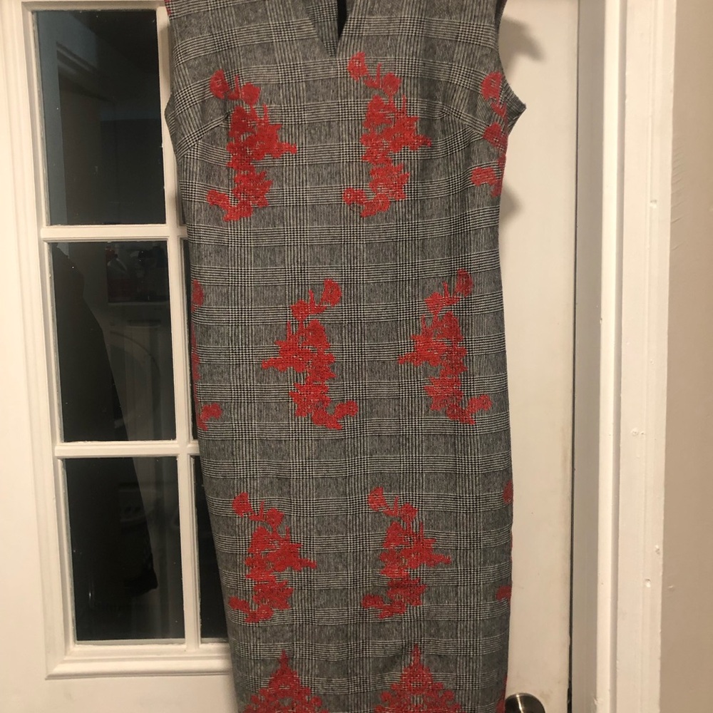 Elegant Gray and Red Women's Dress